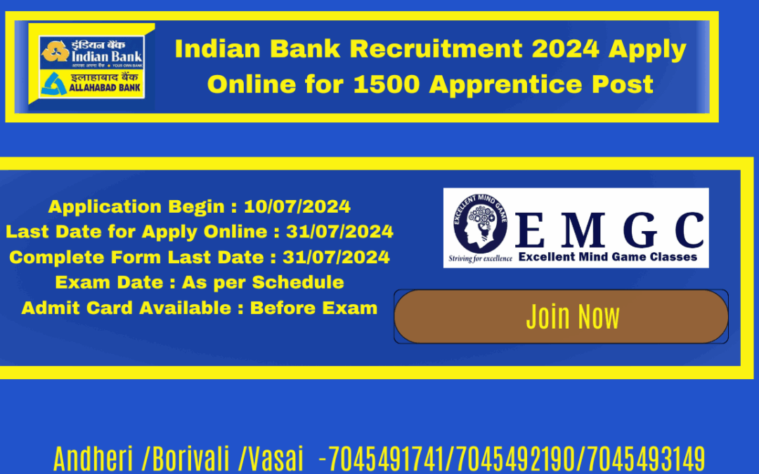 Indian Bank Recruitment 2024 Apply Online for 1500 Apprentice Post