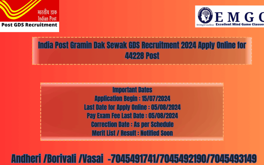 India Post Gramin Dak Sewak GDS Recruitment 2024 Apply Online for 44228 Post