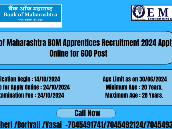 Bank of Maharashtra BOM Apprentices Recruitment 2024